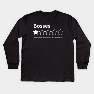 I Hate My Job Anti work Funny Office Humor Boss One Star Review Rating Kids Long Sleeve T-Shirt